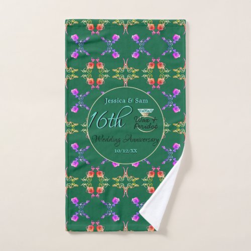 16th Wedding Anniversary Green Peridot Tea Towel
