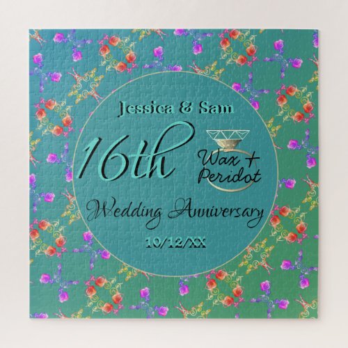 16th Wedding Anniversary or Custom Event Jigsaw Puzzle