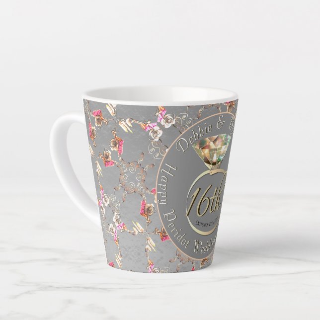 16th Wedding Anniversary Peridot & Silver  Latte M Latte Mug (Left Angle)