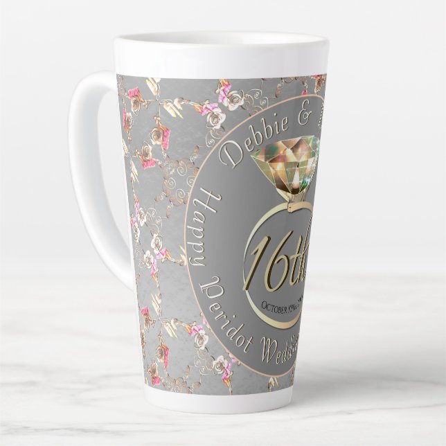 16th Wedding Anniversary Peridot & Silver  Latte M Latte Mug (Left Angle)