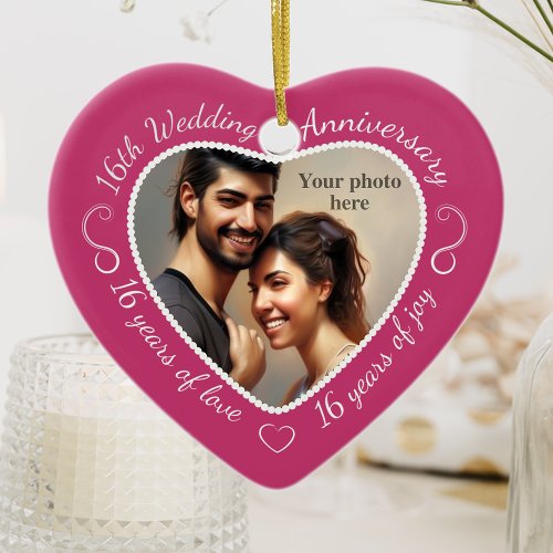 16th Wedding Anniversary Photo Ceramic Ornament