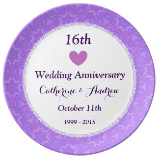 16th anniversary gifts a16d plate lace purple