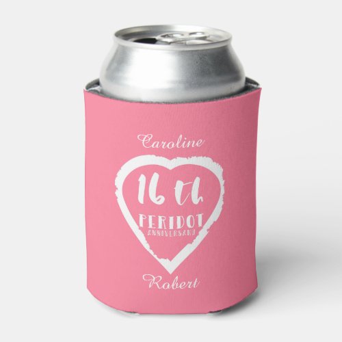 16th Wedding anniversary traditional peridot Can Cooler