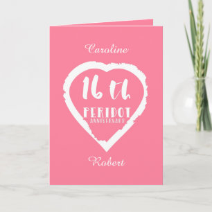 16th Wedding anniversary traditional peridot Card