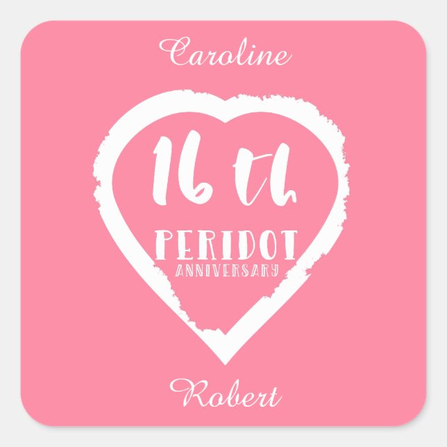 16th Wedding anniversary traditional peridot Square Sticker (Front)