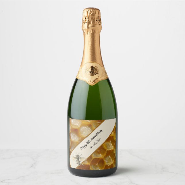 16th Wedding Anniversary, Wax Anniversary  Sparkling Wine Label (Front)