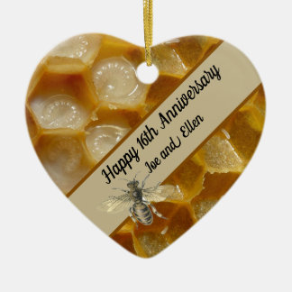16th Wedding Anniversary, Wax Keepsake Heart Ceram Ceramic Ornament