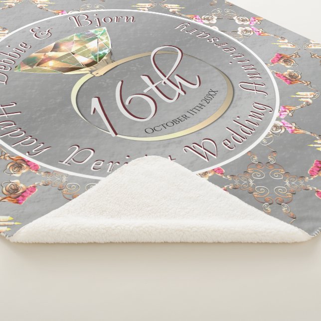 16th Wedding Anniversary Wax, Peridot & Satice Sherpa Blanket (3/4)