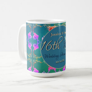 16th Wedding Anniversary Wax, Statice & Peridot Coffee Mug