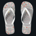 16th Wedding Anniversary Wax, Statice, & Peridot  Flip Flops<br><div class="desc">Sometimes simply stating their special milestone in elegant graphics for her,   is the best gift,  especially designed to the traditional sixteenth gemstone,  peridot,  the statice flower and of course,  wax candle graphics.</div>