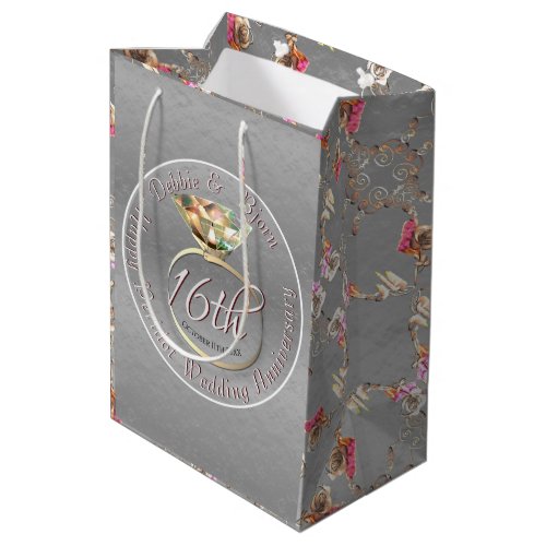 16th Wedding Anniversary Wax Statice  Peridot  Medium Gift Bag