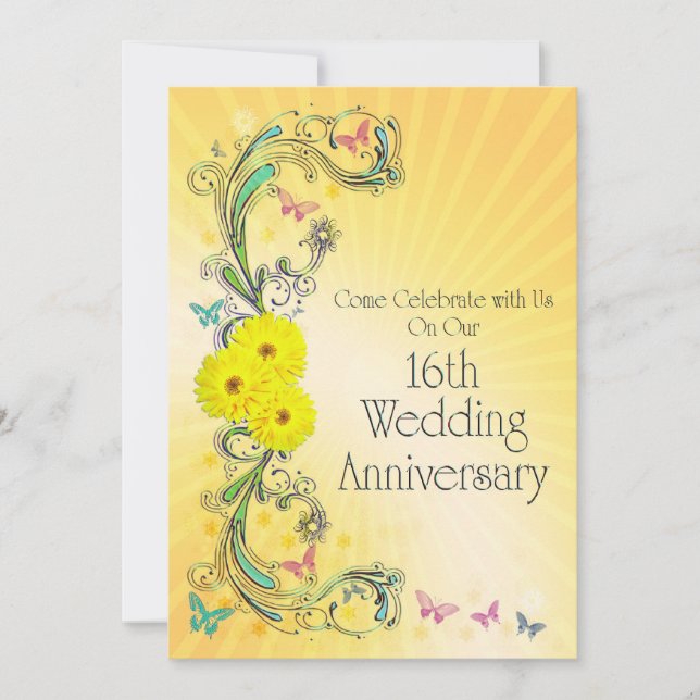 16th Wedding Anniversay Party Invitation (Front)