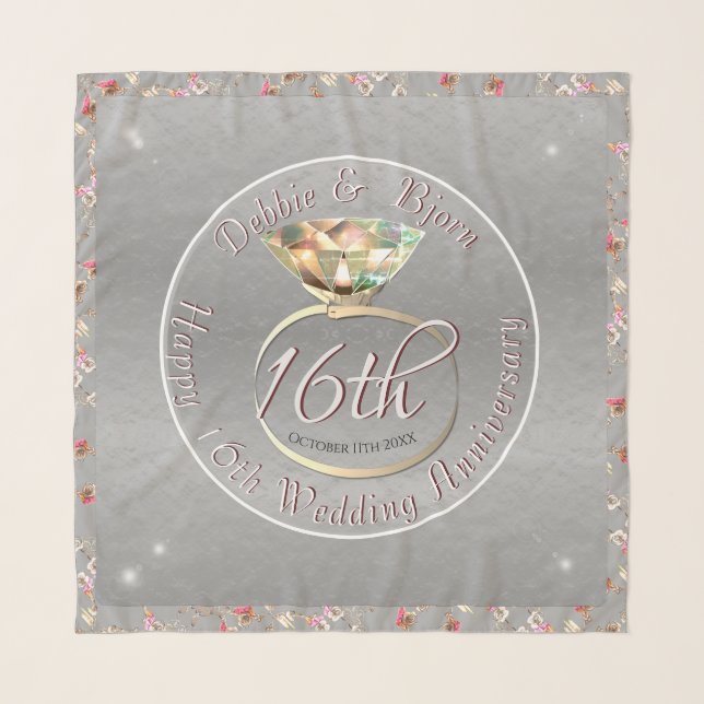 16th Wedding Wax Peridot AnniversaryChiffon Scarf (Front)