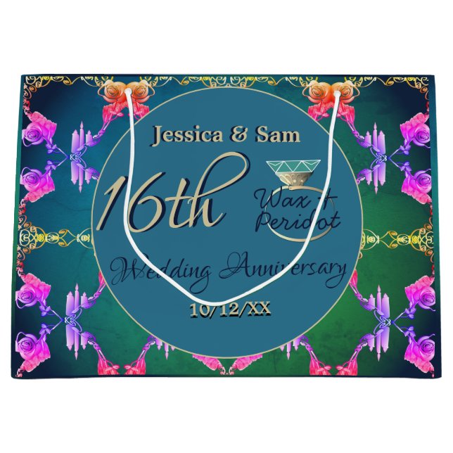 16th Wedding Wax, Statice Flower Gift Bag (Front)