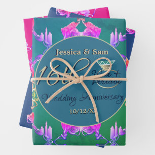 16th Wedding Wax, Statice Flower Wrapping Paper Sheets