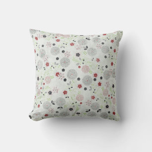 16x16 Blue and Red Floral Throw Pillow