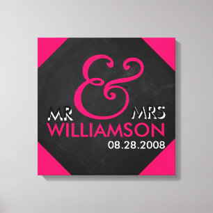 16x16 Chalkboard Wrapped Canvas Wedding Date Art