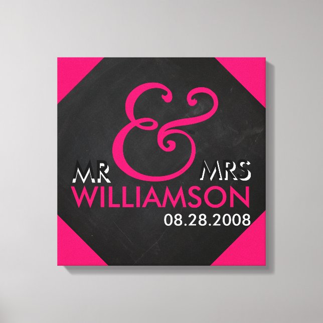 16x16 Chalkboard Wrapped Canvas Wedding Date Art Print (Front)