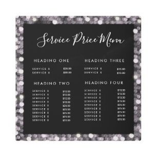 16x16 inch Customizable Glitzy Price Service List Metal Print