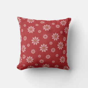 16x16 Red Poinsettia Christmas Throw Pillow