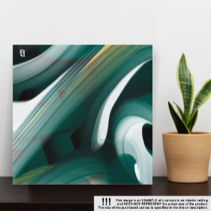 16x16" Trend Abstract Art Canvas Black White Green Print