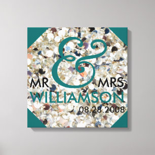 16x16 Wrapped Canvas Wedding Date Last Name Art