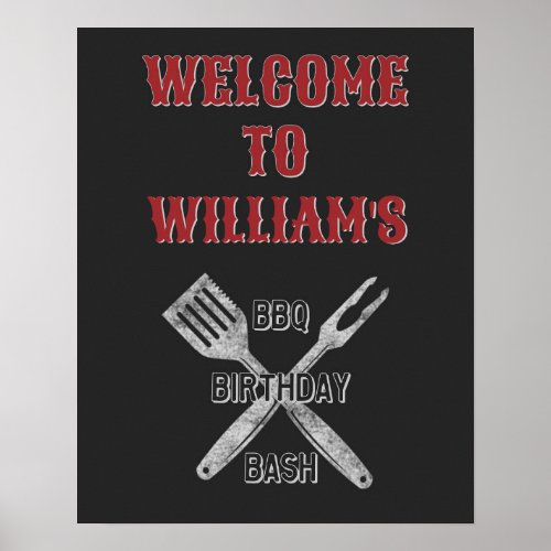16x20 Backyard BBQ Birthday Party Welcome Sign