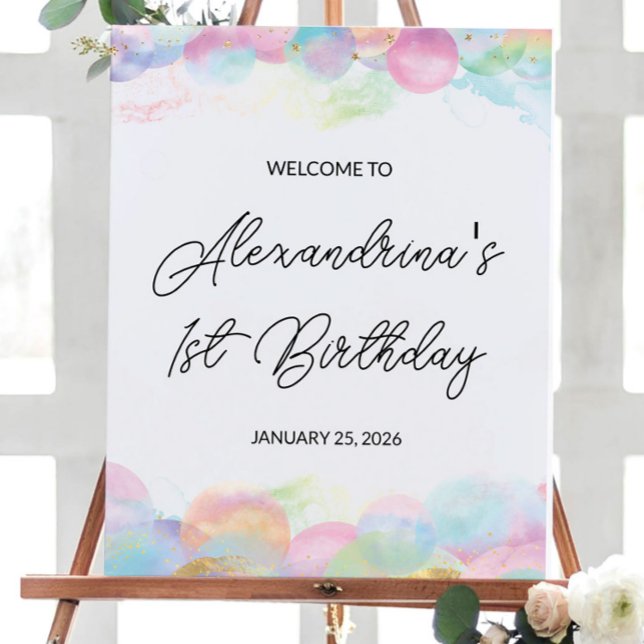 16x20" Colorful Rainbow Bubble Welcome Birthday Poster (Creator Uploaded)
