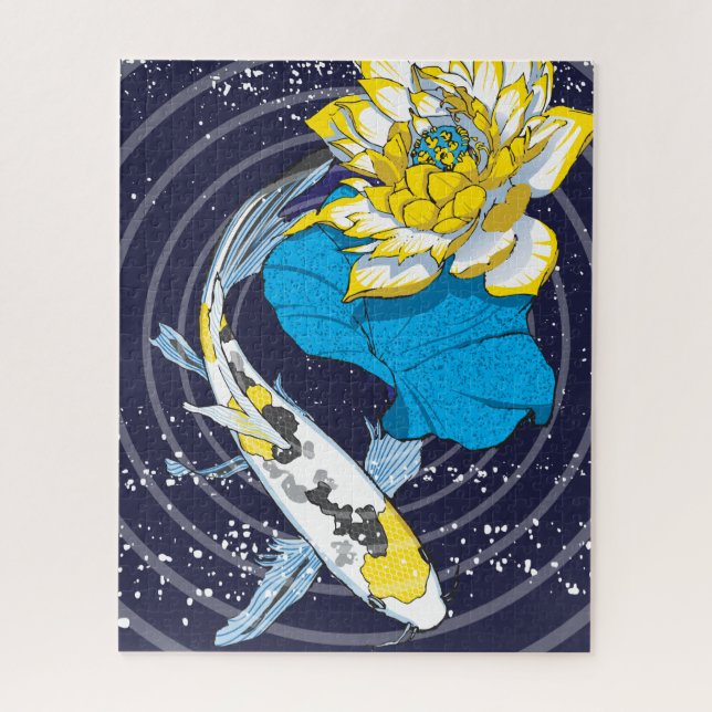 16x20 Koi and Lotus Puzzle for Colorblind People (Vertical)