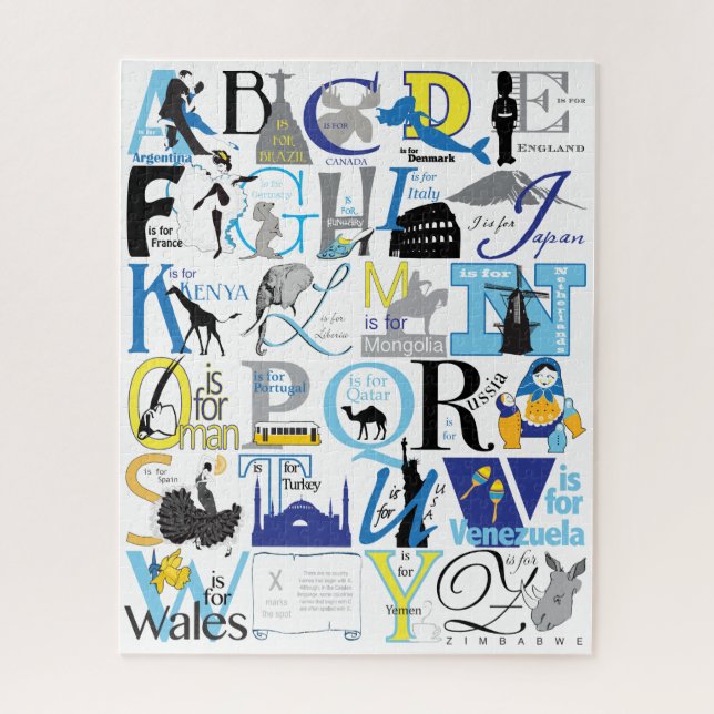 16x20 Travel Alphabet Puzzle for Colorblind People (Vertical)