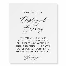 16x20 Unplugged Ceremony Wedding Sign 