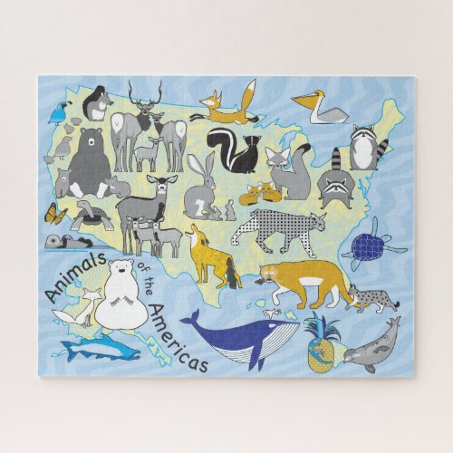 16x20 US Animals Puzzle for Colorblind People