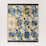 16x20 Vintage Cards Puzzle for Colorblind People<br><div class="desc">Vintage playing cards in shades of blue,  yellow,  black and white. This is a fun puzzle for people living with the most common form of color blindness.</div>