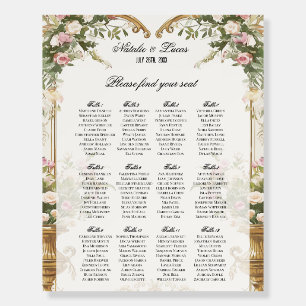 16x20 Wedding Seating Chart with Floral Arch  Foam Board
