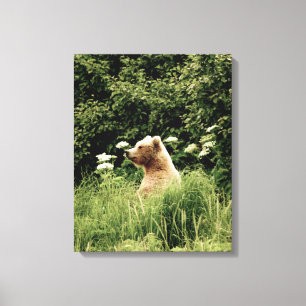 16x20  Wrapped Canvas (Gloss) w/ grizzly bear Print