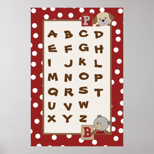 16x24 Nursery Art ABC Chart Cocalos Buttons