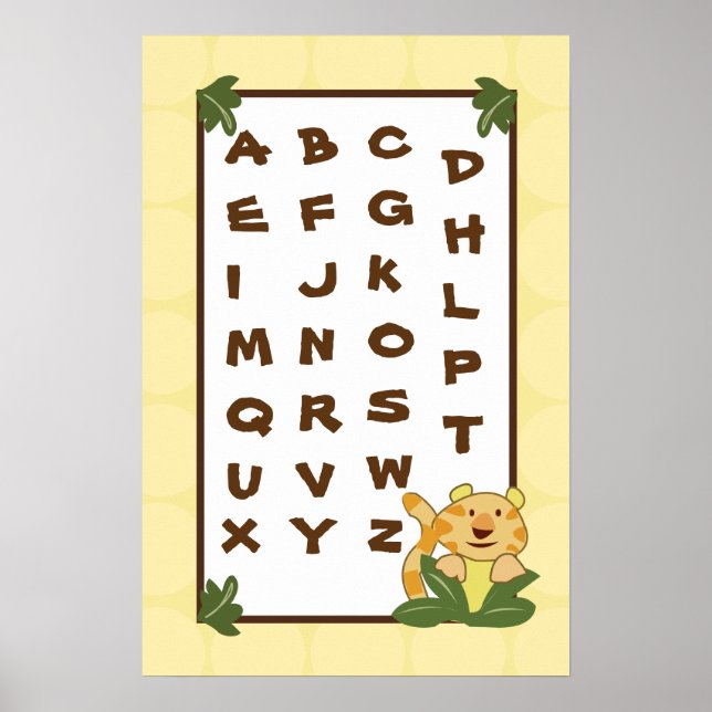 16x24 Nursery Art ABC Chart Jungle Babies (Front)