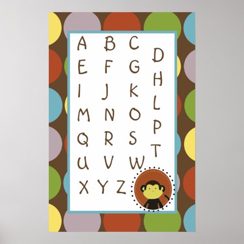 16x24 Nursery Art ABC Chart Jungle Tales Safari