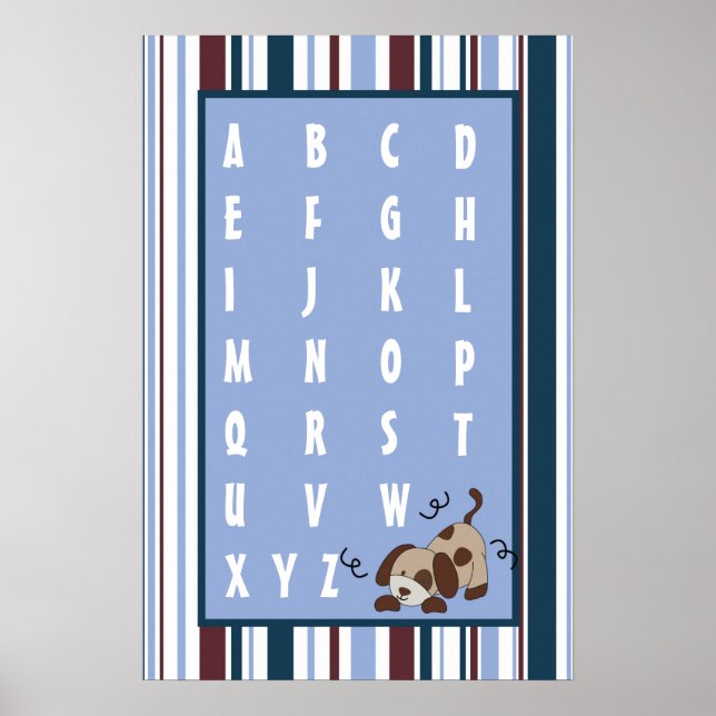 16x24 Nursery Art ABC Chart Lil League Puppy Dog (Front)