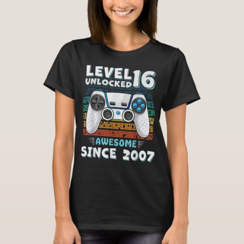 16yr Bday Son Boy Funny Gamer 16th 16 Year Old Bir T_Shirt