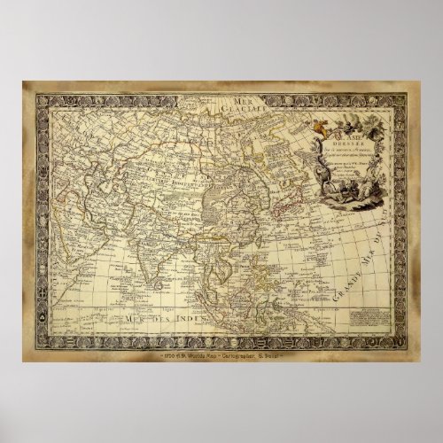 1700 AD OLD WORLD MAP Poster