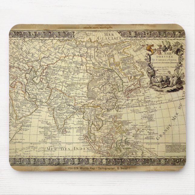 1700 ANTIQUE World MAP Mousepad (Front)