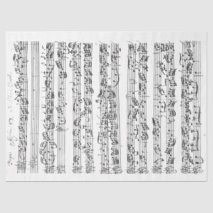 1700 Music Fugue Composition Handwritten with Note Tissue Paper