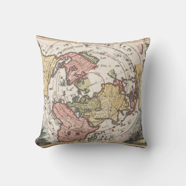 1700 World Map Pillow (Front)