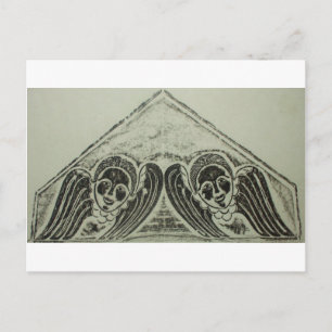 1700s Grave Rubbing Winged Cherubs Design Postcard