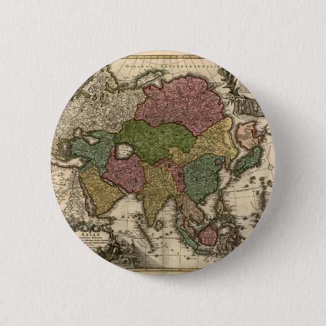 1700's Map of Asia Pinback Button (Front)