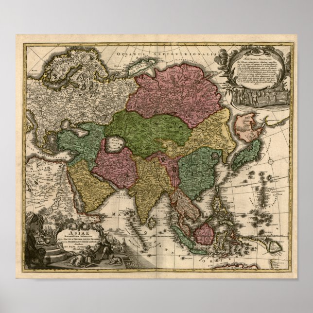 1700's Map of Asia Poster (Front)