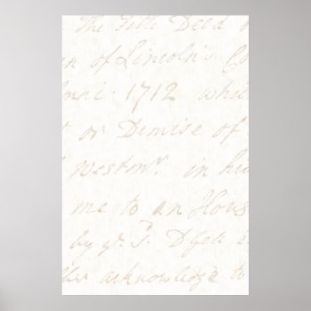 1700s Vintage English Script Ivory Parchment Paper Poster by SilverSpiral at Zazzle