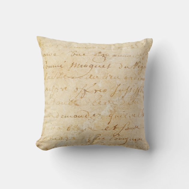1700s Vintage French Antique Script Background Throw Pillow Zazzle