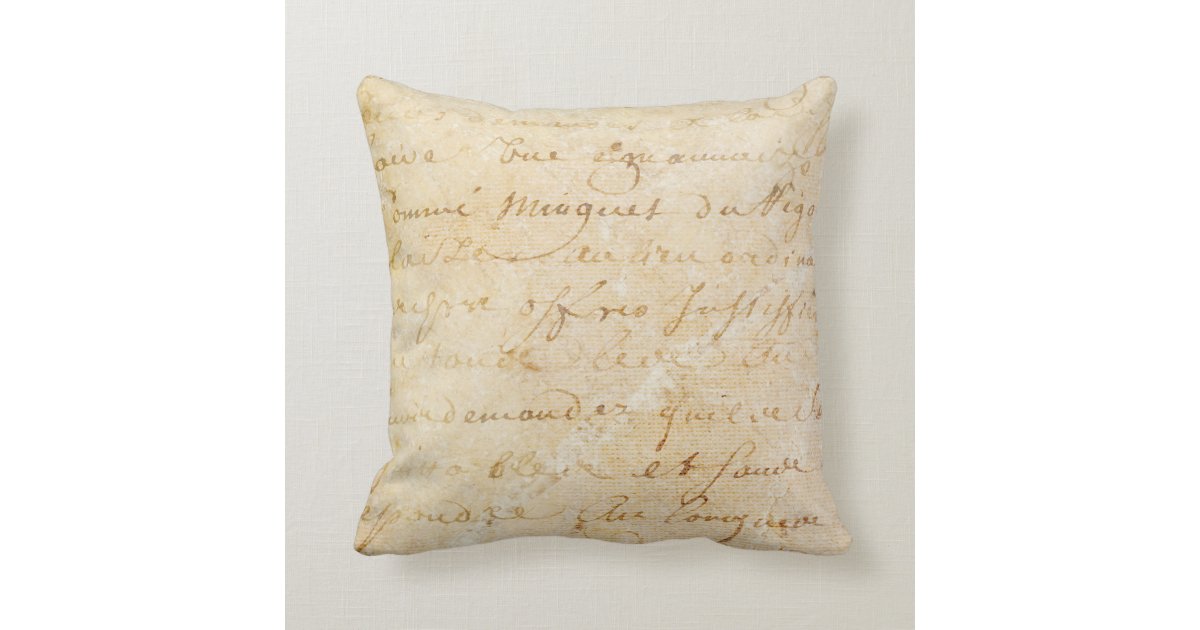 1700s Vintage French Antique Script Background Throw Pillow